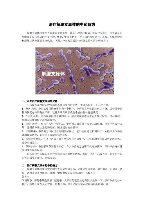 治疗解脲支原体的中药偏方