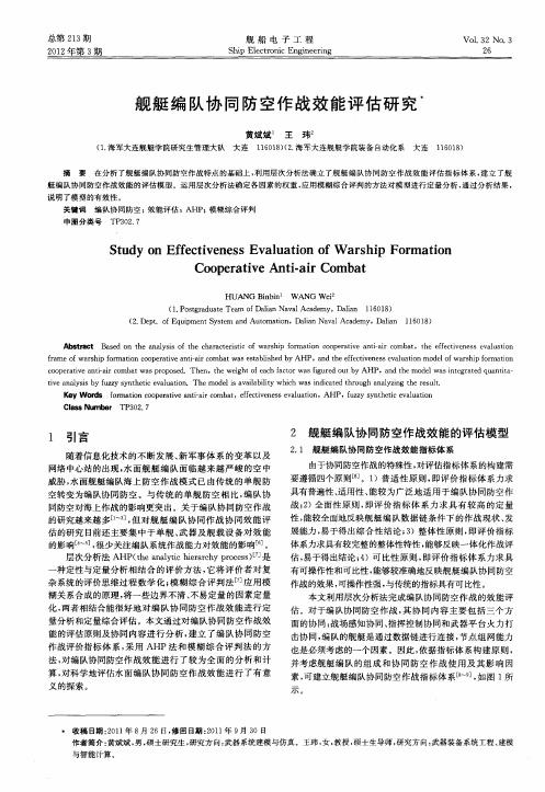 舰艇编队协同防空作战效能评估研究