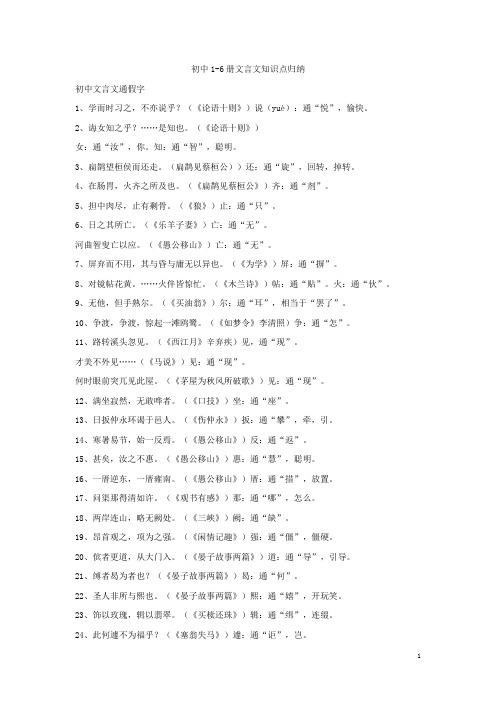 最新2020初中语文 文言文知识点归纳(七年级至九年级)