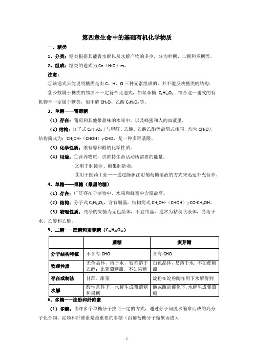 高中化学 选修五 第五讲——油脂、糖、蛋白质、核酸