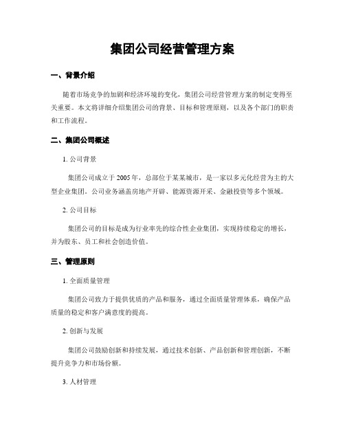 集团公司经营管理方案