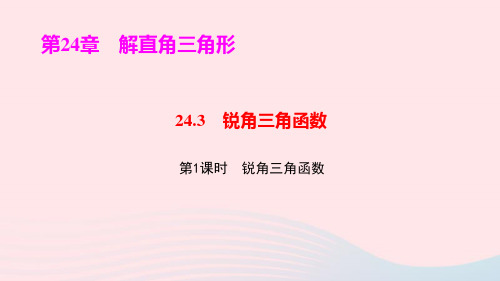 九年级数学上册第24章解直角三角形24.3锐角三角函数第1课时锐角三角函数ppt作业课件新华东师大版