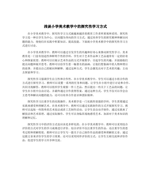 浅谈小学美术教学中的探究性学习方式