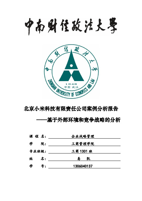 北京小米科技有限责任公司案例分析报告