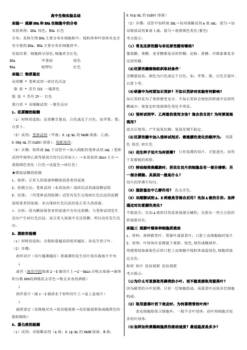 高中生物试验总结+人物总结 超全超实用