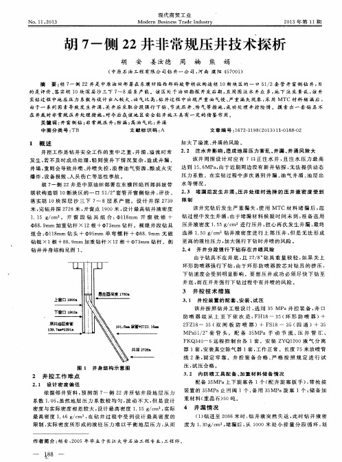 胡7-侧22井非常规压井技术探析