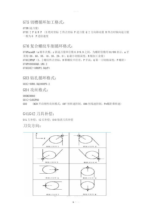 FANUC数控车床常用指令