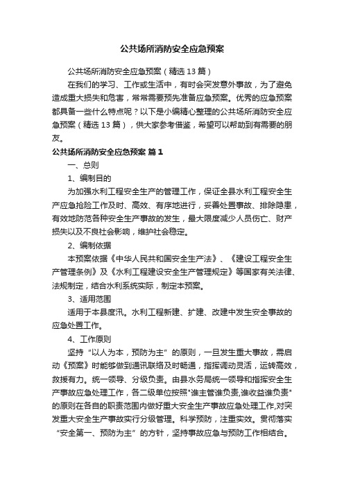 公共场所消防安全应急预案（精选13篇）