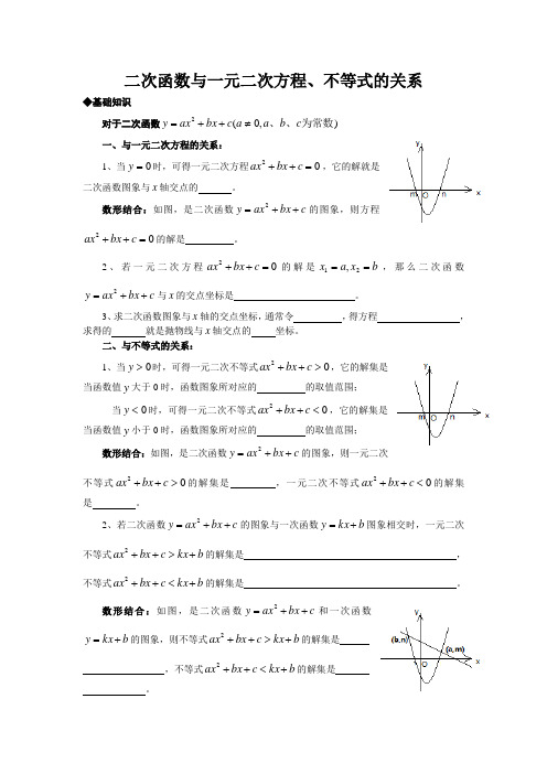 二次函数与一元二次方程、不等式