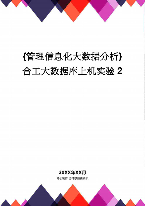 [管理信息化大数据分析]合工大数据库上机实验2