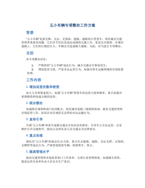 五小车辆专项整治工作方案