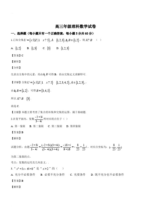 山东省济南外国语学校2019届高三12月月考数学(理)试题(精品版)