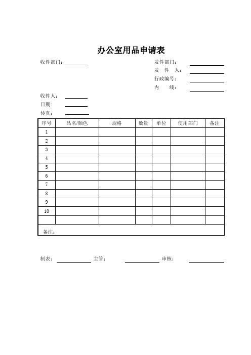 用品申请表格式