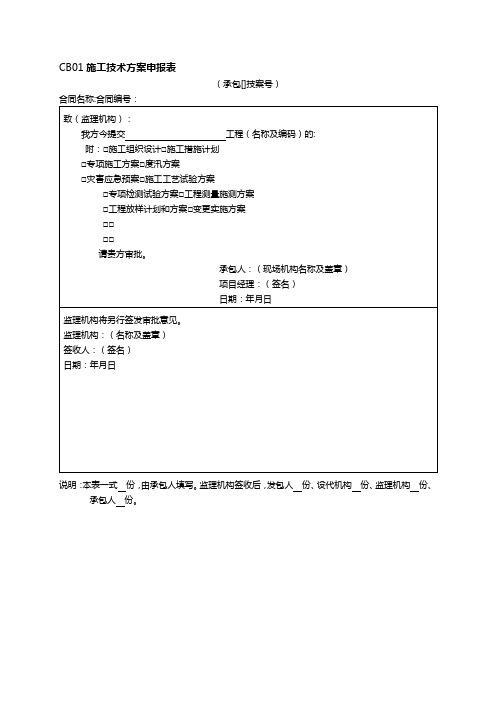 (最新经营)施工报审常2017用表格