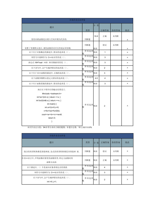 最新北理网上作业_面向对象程序设计资料