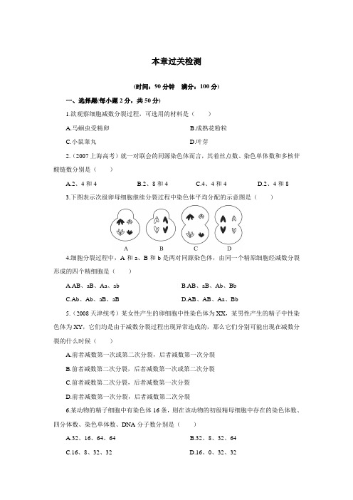 人教课标版高中生物必修2第2章《基因和染色体的关系》单元测试