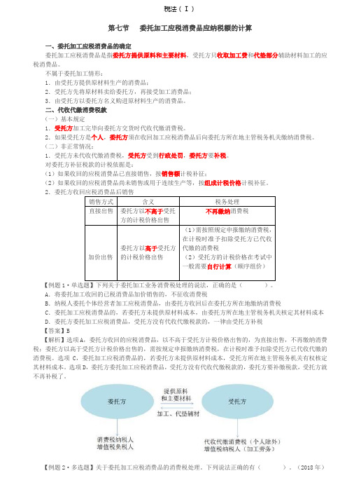 税务师税法Ⅰ讲义第35讲_委托加工应税消费品应纳税额的计算