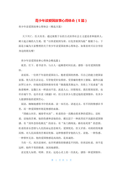 青少年读爱国故事心得体会(5篇)