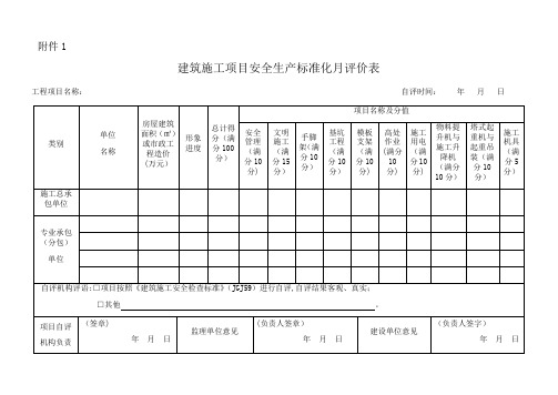 项目安全生产标准化评分表