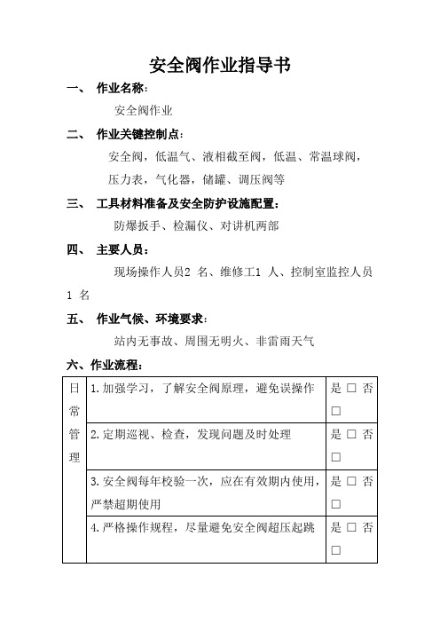 安全阀作业指导书