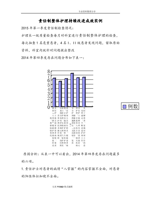 一季度责任制整体护理持续改进实例