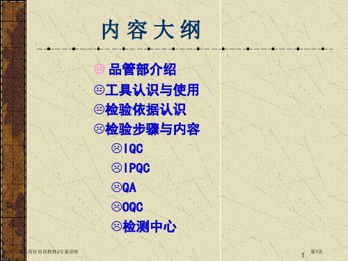 品管部员工岗位培训教材J专家讲座