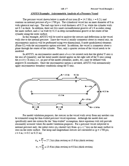 实例分析—运用有限元分析软件ANSYS对轴对称压力容器