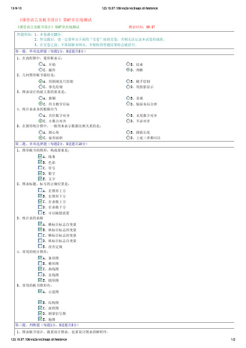 《课堂语言及板书设计》第07章在线测试