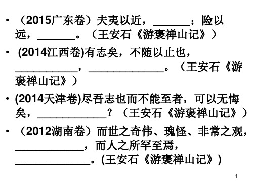 《游褒禅山记》高考默写真题及理解性默写