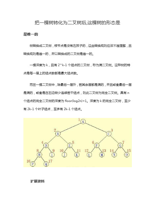 把一棵树转化为二叉树后,这棵树的形态是