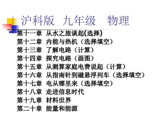 沪科版九年级物理教学复习(全)精品PPT课件