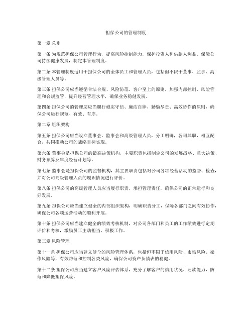 担保公司的管理制度