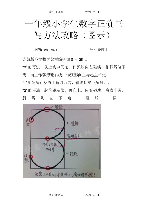 一年级小学生数字正确书写方法攻略(图示)之欧阳计创编