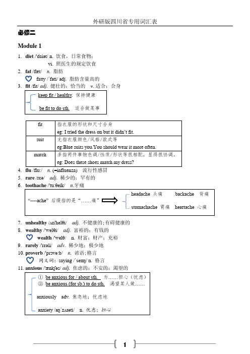 外研版高中英语必修二词汇表附音标及词汇拓展