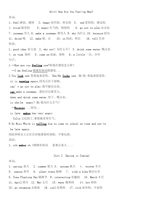 新版陕旅版五年级英语知识点整理