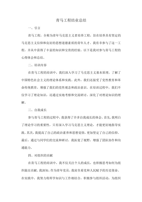 青马工程结业总结800字