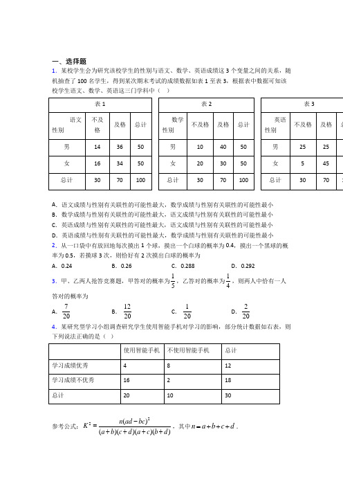 (压轴题)高中数学选修1-2第一章《统计案例》检测卷(答案解析)(2)