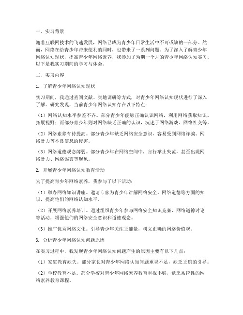 青少年网络认知实习报告