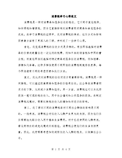 消费税学习心得范文（2篇）