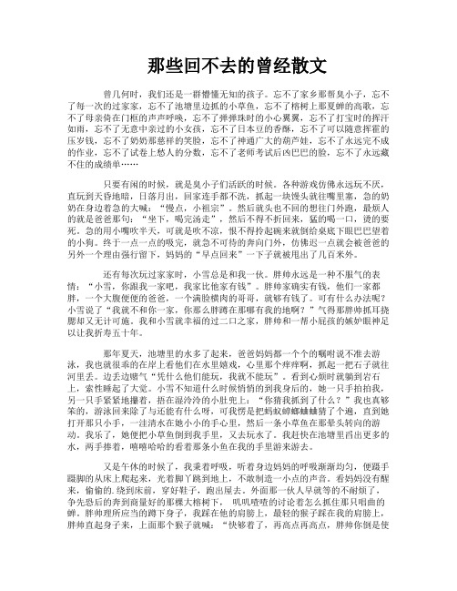 那些回不去的曾经散文