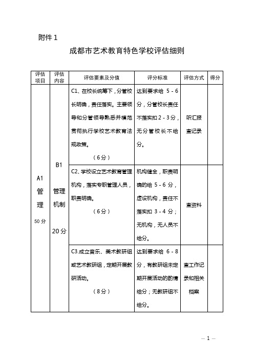 成都市艺术教育特色学校评估细则