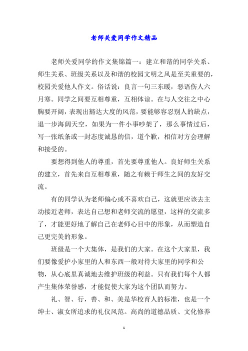 老师关爱同学作文精品word