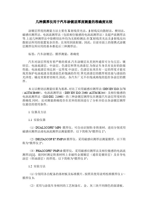 几种膜厚仪用于汽车涂镀层厚度测量的准确度比较