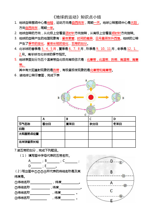 地球的运动知识点总结