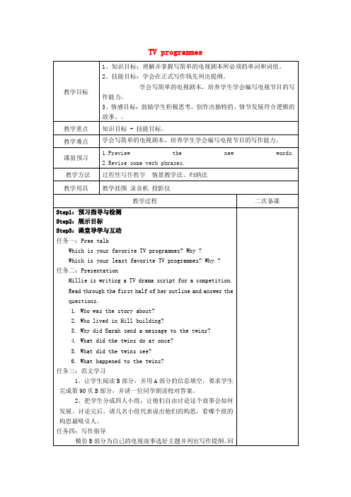 九年级英语上册Unit6TVprogrammesTask教案(新版)牛津版
