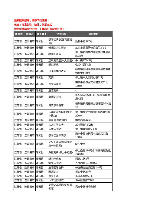 新版江苏省连云港市灌云县洗衣店企业公司商家户名录单联系方式地址大全38家