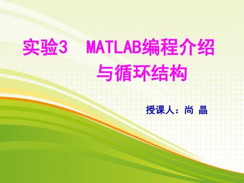 实验3MATLAB编程介绍与循环结构.pptx