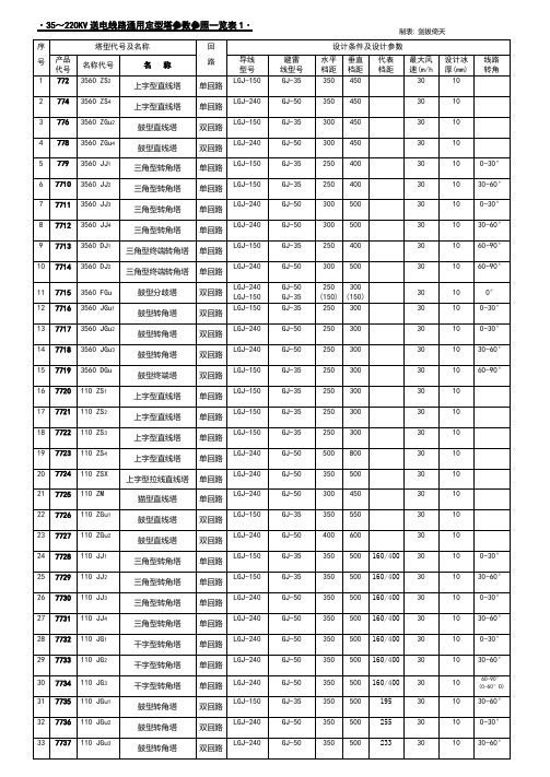 35～220KV定型塔参照表