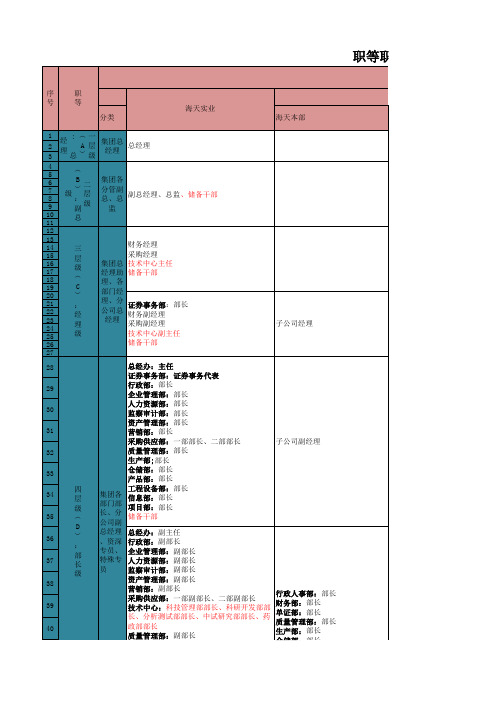 职等职级薪级表