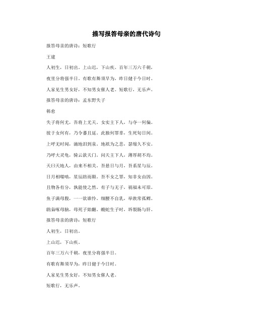 描写报答母亲的唐代诗句
